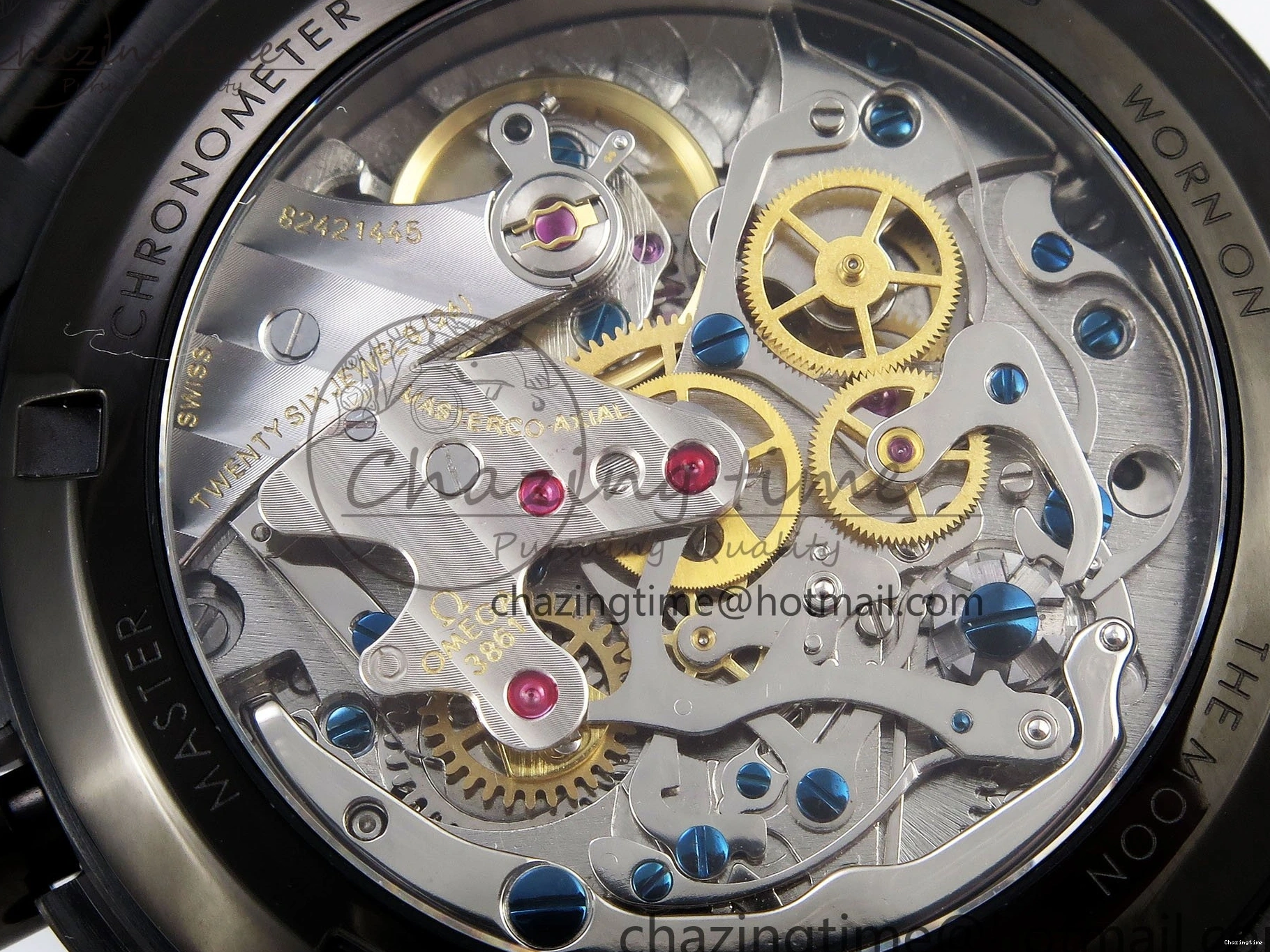 0307 Speedmaster Black Benom PVD Moon RMF Best Edition on PVD Bracelet Lemania HW WrinkleFree 7727